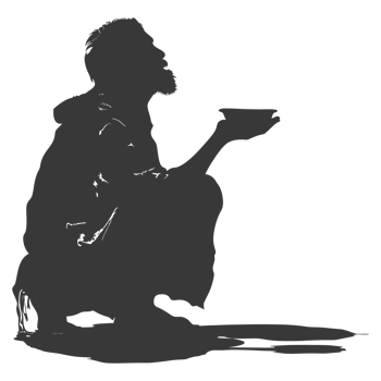 AI generated Silhouette beggar black color only full body png