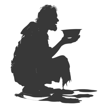 AI generated Silhouette beggar black color only full body png