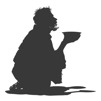 AI generated Silhouette beggar black color only full body png