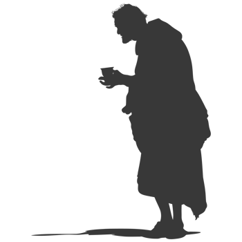 AI generated Silhouette beggar black color only full body png