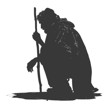 AI generated Silhouette beggar black color only full body png