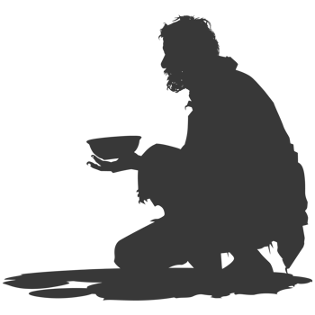 AI generated Silhouette beggar black color only full body png