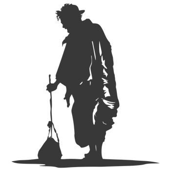 AI generated Silhouette beggar black color only full body png