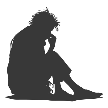 AI generated Silhouette beggar black color only full body png