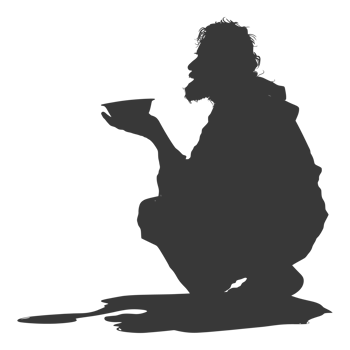 AI generated Silhouette beggar black color only full body png