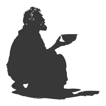 AI generated Silhouette beggar black color only full body png