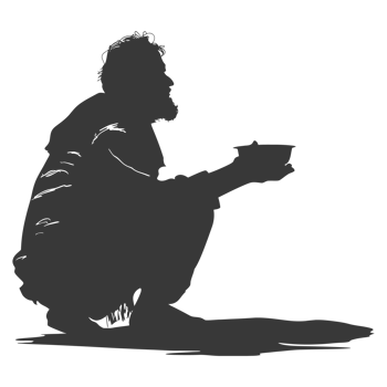 AI generated Silhouette beggar black color only full body png