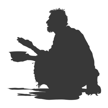 AI generated Silhouette beggar black color only full body png