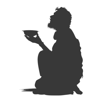 AI generated Silhouette beggar black color only full body png