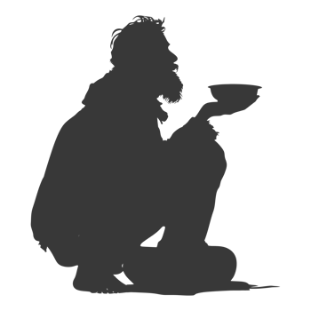 AI generated Silhouette beggar black color only full body png