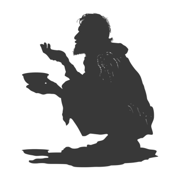 AI generated Silhouette beggar black color only full body png
