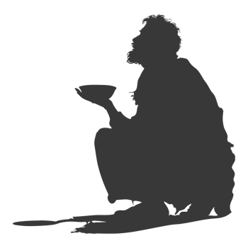 AI generated Silhouette beggar black color only full body png