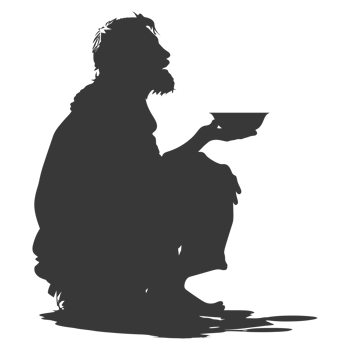 AI generated Silhouette beggar black color only full body png