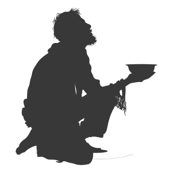 AI generated Silhouette beggar black color only full body png