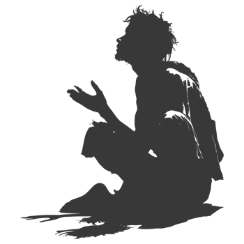 AI generated Silhouette beggar black color only full body png