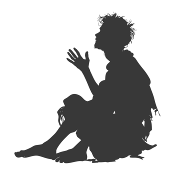 AI generated Silhouette beggar black color only full body png