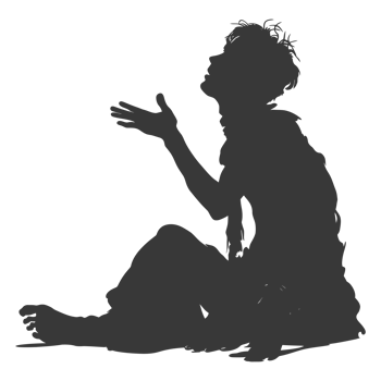 AI generated Silhouette beggar black color only full body png