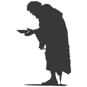 AI generated Silhouette beggar black color only full body png