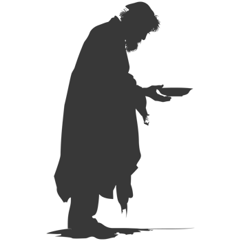 AI generated Silhouette beggar black color only full body png