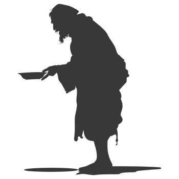 AI generated Silhouette beggar black color only full body png