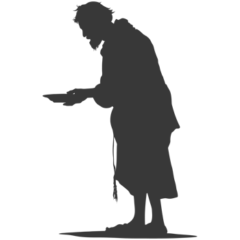 AI generated Silhouette beggar black color only full body png
