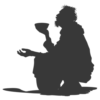 AI generated Silhouette beggar black color only full body png