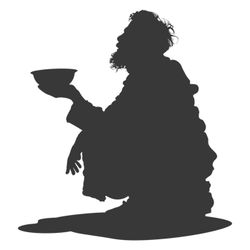 AI generated Silhouette beggar black color only full body png