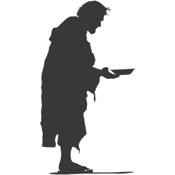 AI generated Silhouette beggar black color only full body png