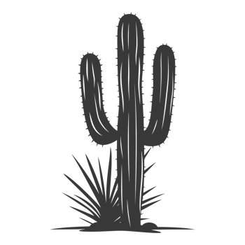 AI generated Silhouette cactus plant black color only png