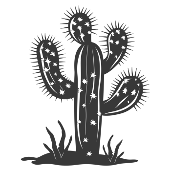 AI generated Silhouette cactus plant black color only png