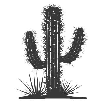 AI generated Silhouette cactus plant black color only png