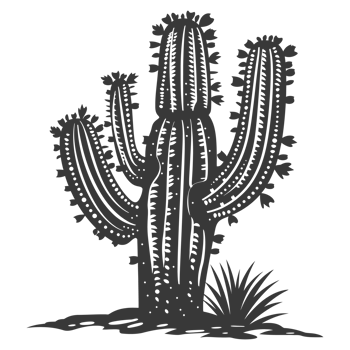 AI generated Silhouette cactus plant black color only png
