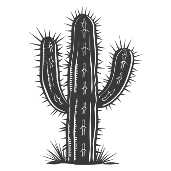 AI generated Silhouette cactus plant black color only png