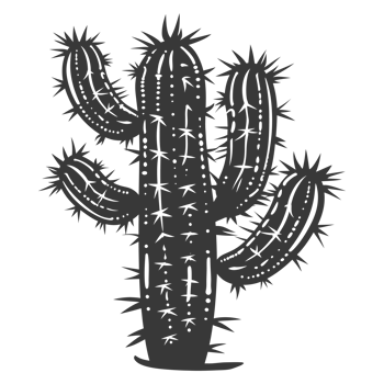 AI generated Silhouette cactus plant black color only png