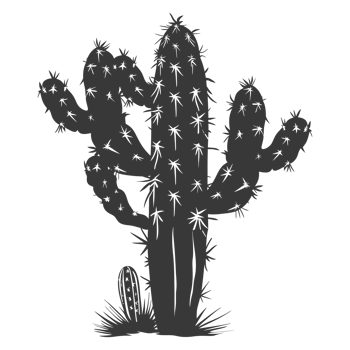 AI generated Silhouette cactus plant black color only png