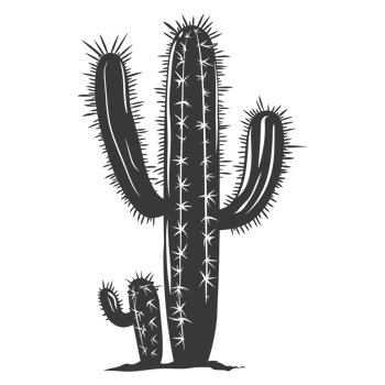AI generated Silhouette cactus plant black color only png