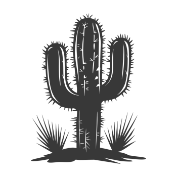 AI generated Silhouette cactus plant black color only png