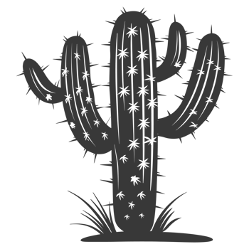 AI generated Silhouette cactus plant black color only png