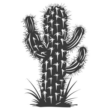 AI generated Silhouette cactus plant black color only png