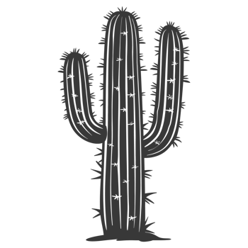 AI generated Silhouette cactus plant black color only png