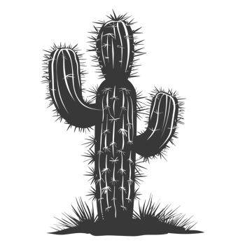 AI generated Silhouette cactus plant black color only png
