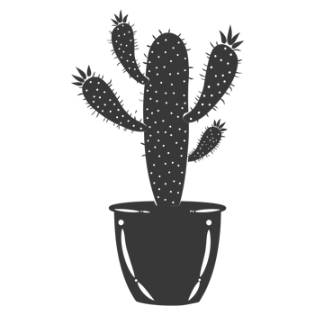 AI generated Silhouette cactus plant in the vase black color only png