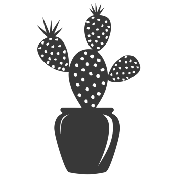 AI generated Silhouette cactus plant in the vase black color only png