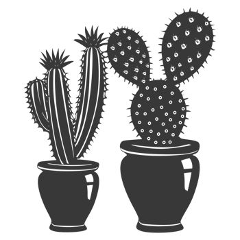 AI generated Silhouette cactus plant in the vase black color only png