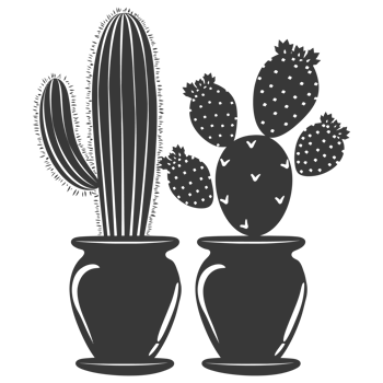 AI generated Silhouette cactus plant in the vase black color only png
