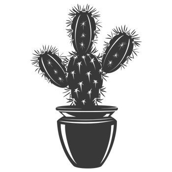 AI generated Silhouette cactus plant in the vase black color only png