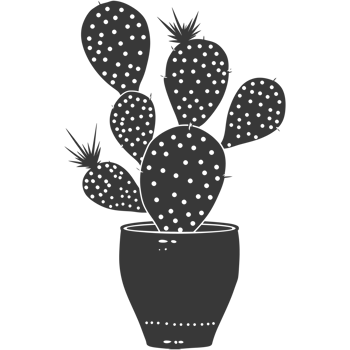 AI generated Silhouette cactus plant in the vase black color only png