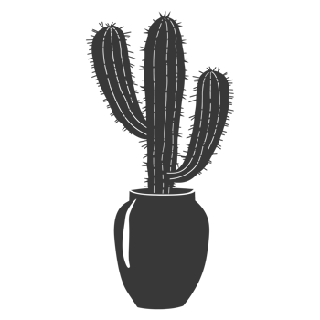 AI generated Silhouette cactus plant in the vase black color only png