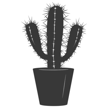 AI generated Silhouette cactus plant in the vase black color only png