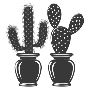 AI generated Silhouette cactus plant in the vase black color only png